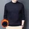 Suéter Casual de Tricô Masculino com Veludo Espesso para Homens de Meia-Idade e Jovens 2026 Inverno Novo Estilo Coreano Top Quente
