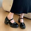 Zapatos Versátiles y Suaves de Boca Ancha con Tacón Grueso de Tacón Alto, Zapatos Mary Jane de Estilo Pequeño Fragante, Zapatos Franceses de Estilo Puro Lust con Hebilla de Una Sola Tira
