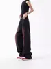 Jeans Feminino Plus Size Menina Cheinha Cintura Alta Modelador Cor Contrastante Micro-Lar Outono Estilo Americano Retrô Lavado Street Calça Longa