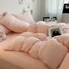 Conjunto de quatro peças em algodão lavado grau A para maternidade e bebês, conjunto de três peças liso para estudantes, estilo lençol de cama, roupa de cama personalizada para pousadas