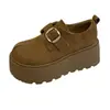 Zapatos retro de cuero con suela gruesa, corte profundo y correa versátil para aumentar la altura, para mujeres menudas, nuevos zapatos de suela blanda 2026, zapatos de mujer estilo Birkenstock