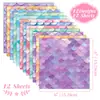 12 Hojas/Paquete de Papel de Nuevo Material Transfronterizo Papel Decorativo Hecho a Mano para Manualidades y Envoltura Papel de Fondo con Escamas de Pez de Sirena