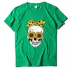 Camiseta de manga corta con estampado de calaveras 2023 para mujer, holgada, talla grande, manga corta, cuello redondo