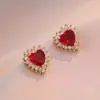 Collar Femenino Celebridad Cibernética Amor Zircón Rojo Nicho Entrada Lujo Nuevo Estilo Sentido del Diseño Colgante Elegante Traje Collar de Acero de Titanio