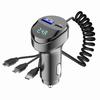 Cargador de coche modelo privado KC08, cable de carga telescópico tres en uno, carga rápida con pantalla de voltaje, cargador de coche, encendedor de cigarrillos.