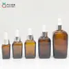 Botella Cuadrada Marrón para Aceite Esencial Vidrio 10ml-100ml Botella Gotero Botella de Vidrio para Envasado de Productos Químicos Diarios y Cosméticos