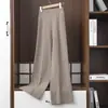 Engrossado, afina as pernas, solto, emagrecimento, malha de cashmere, cintura alta, perna larga, perna reta, calça comprida, feminina, Novo Estilo Outono/Inverno 2026