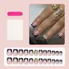 Venta Caliente Transfronteriza Europea y Americana Estilo Minimalista Mariposa Dorada 3D Uñas Postizas Francesas Puntas de Uña Trapezoidales Cortas Uñas Portátiles Venta al por Mayor