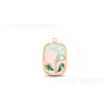 Venta Caliente Transfronteriza Pintura al Óleo Jardín de Monet Colgante de Gota de Aceite de Acero Inoxidable Collar Pendientes de Cadena de Lana Joyería DIY