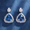 Novo Conjunto de Joias Huabi Outono e Inverno Base de Cobre Banhado a Ouro Espinélio Azul Simulado Alto Padrão 17*17-12*12