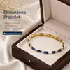 Pulseira quadrada multi-colorida de zircônia, moda popular transfronteiriça, luxo leve, pulseira cravejada de diamantes estilo ins, joia de alto padrão