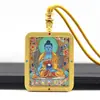 Pingente Thangka Dourado Pintado à Mão Oito Dragões Guardiões Thangka Colorido de Cinco Dimensões Dupla Face Preservador de Cor Colar Amuleto de Buda Portátil