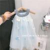 Vestido de niña Verano 2025 Nuevo Vestido de Princesa con Tirantes de Flores Super Hada para Niñas Vestido de Gasa de Verano Estilo Occidental para Niñas