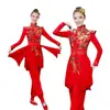 Disfraz de Rendimiento de Tambor para Adultos Tambor de Cintura Disfraz de Baile Festivo Baile del Tambor de Agua Baile de Apertura Estilo Yangko para Mujer