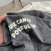 Camiseta Suelta Estilo Pareja para Mujer Algodón Hilo Doble Copo de Nieve Manga Corta Verano Cuello Redondo Estilo Casual Top Versátil Estampado de Letras