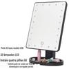 Espelho de maquiagem LED quadrado para mesa com 22 luzes, interruptor de toque, espelho de maquiagem giratório de 360 graus