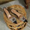 Sandalias Baotou transparentes con hebilla cuadrada de diamantes de imitación para mujer, diseño de nicho, tacón de aguja, piel de oveja, puntiagudas, para verano, 3289-9