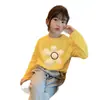 H2365 # Camiseta de Manga Larga 100% Algodón para Niñas Mayores, Nuevo Estilo 2025, Tendencia Primavera y Otoño para Niños.