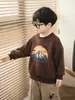 Moletom Infantil Estilo Primavera e Outono Camiseta de Manga Longa Infantil Camada Base para Meninos Mais Velhos Gola Redonda Roupas Infantis da Moda