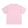 Camiseta Básica Lisa de Algodón Puro Hilo Doble de Alto Gramaje 300g Hombro Caído Cuello Redondo Manga Corta Estilo Americano de Moda Oversize para Hombre para Verano