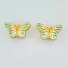 Pingente de acessório de borboleta, peças de joia de liga de esmalte de borboleta perfurada de furo único, brinco, pulseira, colar DIY atacado