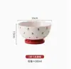 Conjunto de Louça Cerâmica Vermelha Florido Retro para Uso Doméstico, Incluindo Tigelas de Arroz, Tigelas de Sopa e Pratos de Peixe, Alto Valor Estético, Presente para Chá de Casa Nova e Celebrações de Casamento