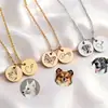 Colar para Pet, Colar Memorial para Gato, Gravação de Foto de Cachorro, Colar com Pingente Redondo Personalizado em Aço Inoxidável com Múltiplos Pingentes
