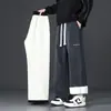 Calça de Alpaca Masculina Outono e Inverno 2025 Nova Veludo Engrossado Quente Calça de Algodão Solta Reta Casual