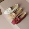 Zapatos de Lazo Completamente de Piel por Dentro y por Fuera para Mujer, Temporada de Primavera y Otoño, Casual, Suela Suave, Zapatos de Piel Suave, Planos, Punta Redonda, Boca Baja, Zapatos para Mujeres Embarazadas