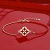 Pulsera original de trébol de cuatro hojas de National Tide para mujer, estilo retro, con moneda de ágata roja, cuerda roja, pulsera de cuentas de plata de ley para cumpleaños y año nuevo.