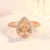 WISH Venda Quente das Mulheres Europeu e Americano 18K Rose Gold Plated Champagne Anel de Diamante Moda Elegante Gota de Água Anel em Forma de Pêra