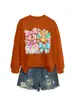 Amazon eBay site independente moda casual feminina moletom gola redonda manga longa com laço abóbora flor pavão