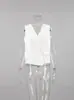 Camisa Blanca sin Mangas Estilo Francés para Mujer 2026 Verano con Sentido del Diseño, Chaleco Top con Cuello en V Cruzado Venta al por Mayor Ropa para Mujer