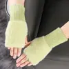 Luvas Sem Dedos Quentes de Lã para Inverno Luvas de Meio Dedo para Mulheres Protetores de Pulso Tricotados de Pelúcia de Inverno Luvas Sem Dedos para Escritório Estudante para Escrita