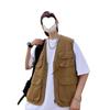 Colete de Ferramentas Japonês de Verão Masculino Solto Estilo Americano High Street Retrô Multibolsos Sem Mangas Colete Funcional para Uso Externo