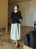 ALINDM Talla Grande Estilo Coreano Diseño Ins Top para Otoño 100kg Holgado Cuello Redondo Manga Larga Camiseta para Mujer