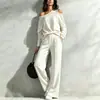 Conjunto de Dos Piezas 2026 Nuevo Estilo Europeo y Americano, Top sin Hombros de Manga Larga y Pantalones de Pierna Ancha, Atuendo Elegante Casual para el Trabajo