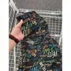 Pantalones Cortos de Punto Retro Graffiti Americano para Hombre, Diseño de Nicho de Verano, Pantalones de Playa Casuales Sueltos
