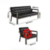 Conjunto simples de sofá e mesa de centro para escritório comercial, espesso e durável, adequado para recepção e sala de espera, sofá de couro de três lugares com estrutura de aço