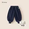 Pantalones de Invierno Nuevos para Niños Bangxuan 2026 Bordados Forrados de Felpa Pantalones Jogger para Bebé Color Sólido Versátiles Pantalones Deportivos para Niños