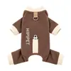 Ropa Sencilla de Bloques de Color Otoño e Invierno para Perro Caliente de Forro Polar Ropa Cálida para Casa de Cuatro Patas Se Puede Atar Correa Ropa para Mascota Gato