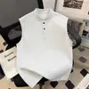 Verano 2026 Nuevo Chaleco sin Mangas de Algodón 250g para Hombre con Cuello Henley Desestructurado Talla Grande Moda Holgada para Hombre