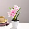 Duas Flores e Uma Fruta, Bonsai de Magnólia com Toque Real, Flores Artificiais, Enfeites de Decoração para Casa e Estúdio de Fotografia, Plantas Verdes Artificiais, Plantas Artificiais em Vasos