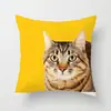 Funda de Almohada Creativa con Estampado de Gato y Perro Lindos Poliéster Lino Animal Cojín Cubierta para Cintura de Sofá