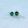 Nuevos Pendientes de Botón de Zirconia de Seis Garras de Lujo de Gama Alta para Mujer, Pendientes de Aguja de Plata S925 con Diamantes de Colores Estilo Ins, Pendientes de Alta Calidad