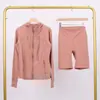 Conjunto de Sudadera con Capucha y Shorts Lulu Df, Chaqueta Ajustada Elástica con Cremallera Dorada, Ropa para Fitness y Yoga