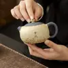 Tetera Roja de Pedernal, Tetera Shede, Juego de Té Kung Fu, Tetera para Uso en Oficina y Hogar, Juego de Té con Textura de Cerámica Gruesa