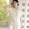 Conjunto de Pijama Novo de Jacquard Satinado de Viscose de 26 Anos, Cor Sólida, Gola Lapela, Manga Curta, Calça Longa, Disponível em Várias Cores