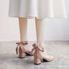 Zapatos de Tacón Alto para Mujer 2026 Estilo Nuevo Estilo Hada Tacón Medio Tacón Grueso 5cm Punta Fina de Niña Zapatos de Perla Francesa para Mujer