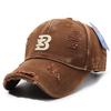 Gorra de béisbol para hombre, estilo urbano, con múltiples combinaciones, rasgada, bordada con letras, de algodón lavado antiguo para primavera y verano.